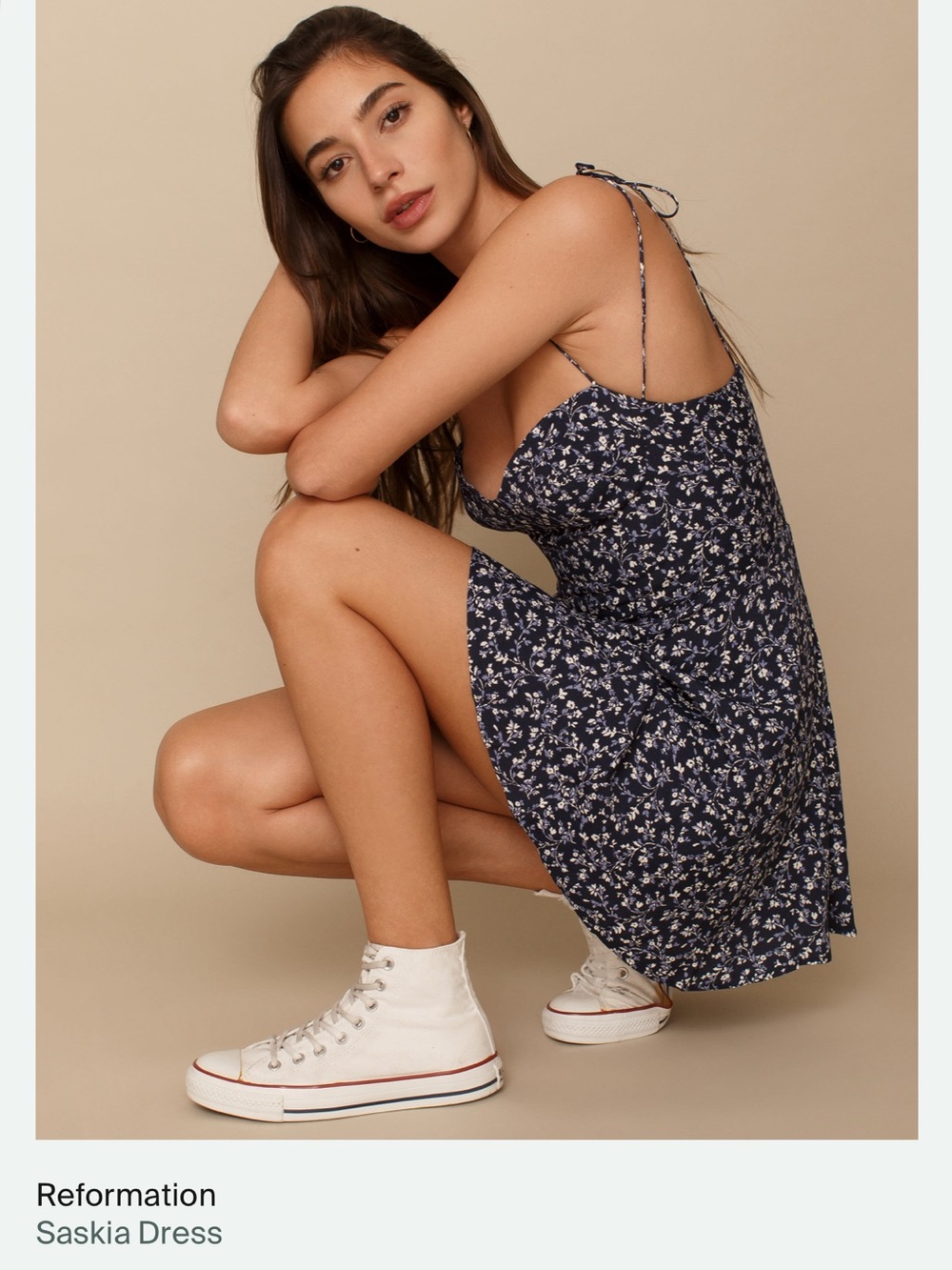 Reformation Navy Floral Mini Skirt